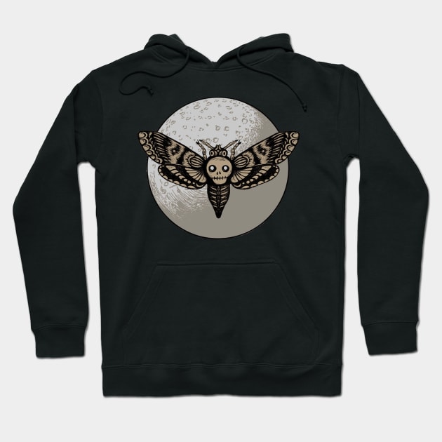 Skull Moth Moon Hoodie by Earthenwood